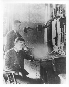 1880s-5 -
Male operator at Gilliland switchboard.