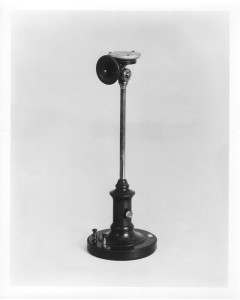 1880s-3 -
The search for better ways of transmitting the voice led to the development of the 1886 Distance Transmitter which used a platinum diaphragm.