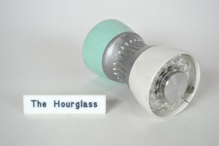 Western Electric Concept Display set, the Hourglass, white and turquoise, wood