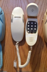 Western Electric, Bell Labs Schmoo Model, simulated TT, wood, non—working, narrow handset, ivory