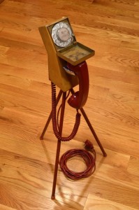 Western Electric Patio Phone, 500 style, rotary dial, red handset and stand